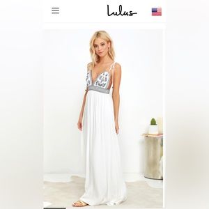 NWT LULU’S DAYS OF SUNLIGHT IVORY EMBROIDERED MAXI DRESS SIZE SMALL